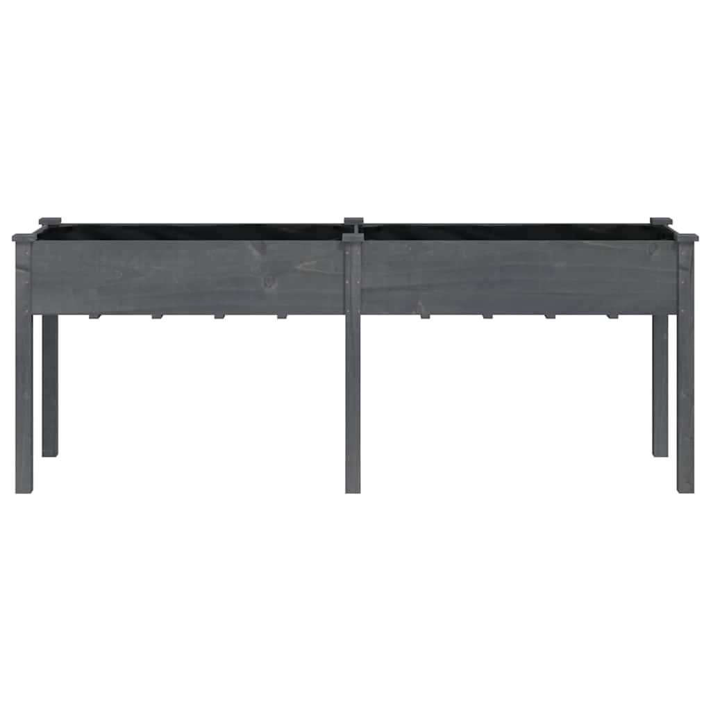 Vidaxl plantenbak met voering 203x53x76 cm massief vurenhout grijs