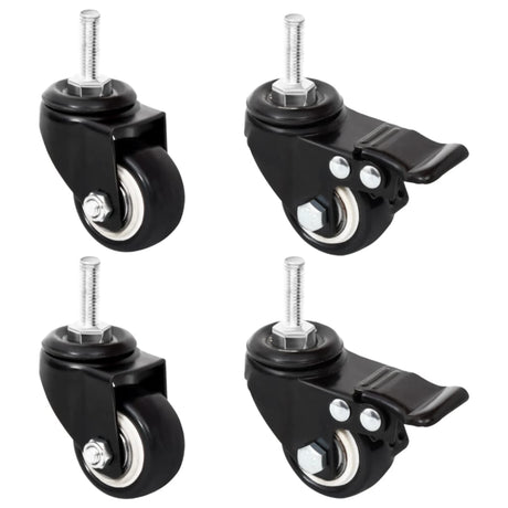 Vidaxl wielen voor plantenbak 4 st 8x3,5x8 cm ijzer zwart