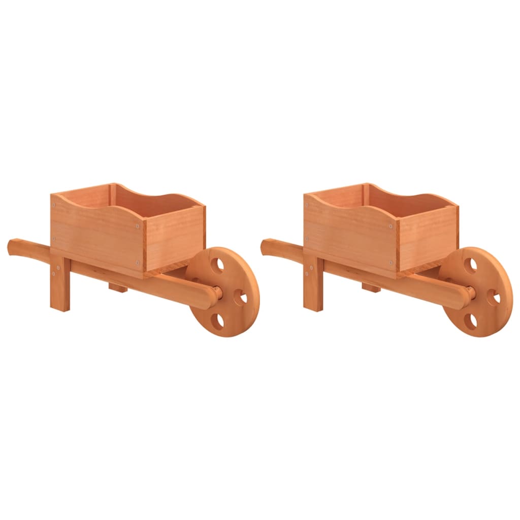 Vidaxl plantenbakken kruiwagen 2 st 47x15x19 cm massief vurenhout
