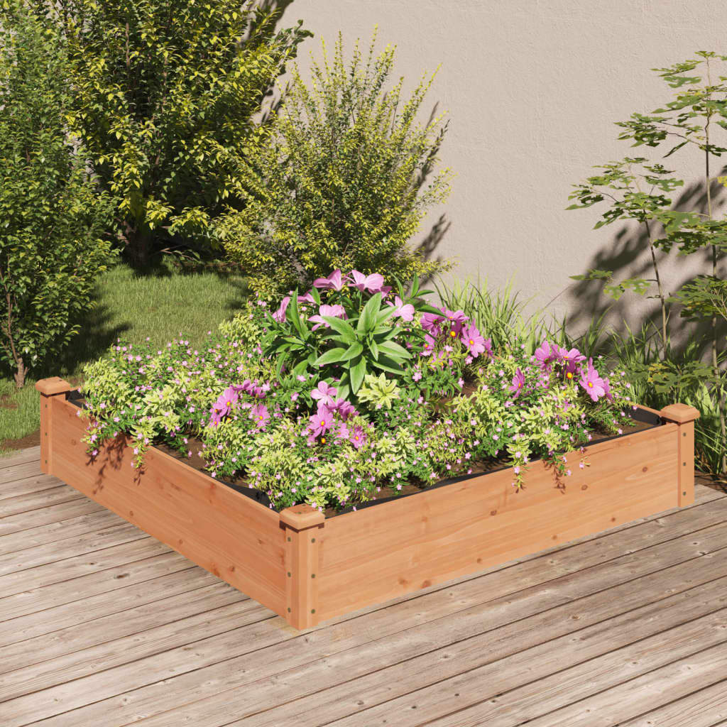 Bidaxl Planter uppvuxen med foder 120x120x25 cm Pine Brown Brown