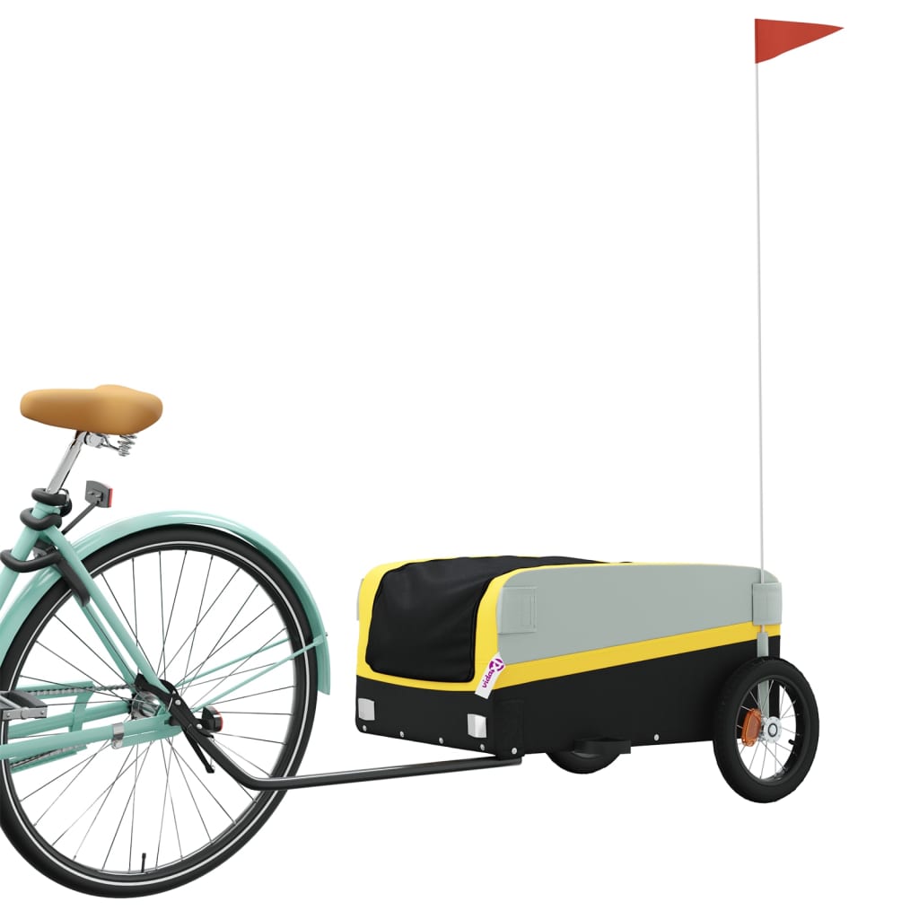 Vidaxl Bicycle Trailer 30 kg di ferro nero e giallo