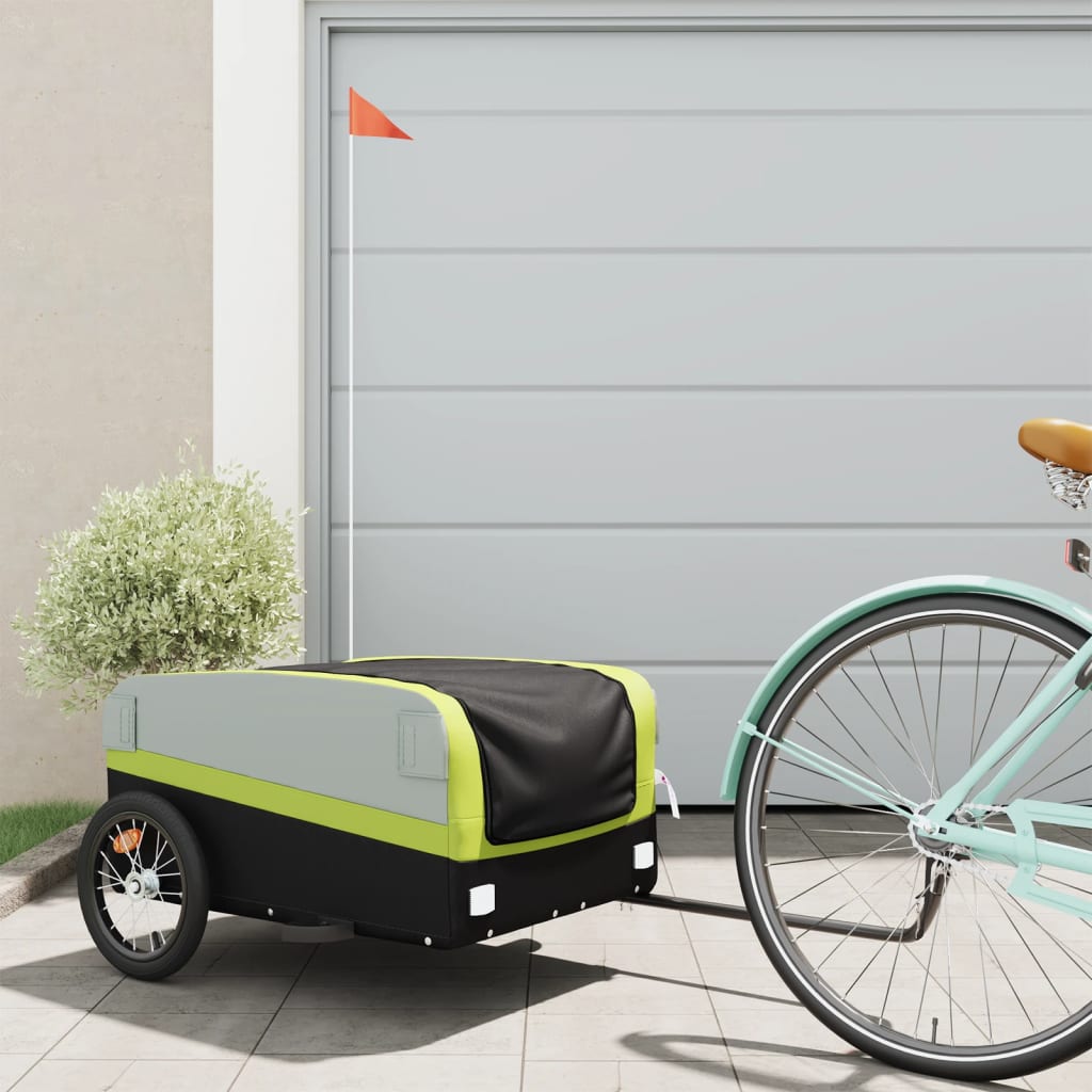 TRAILER VIDAXL BICYCLE 45 kg di ferro nero e verde