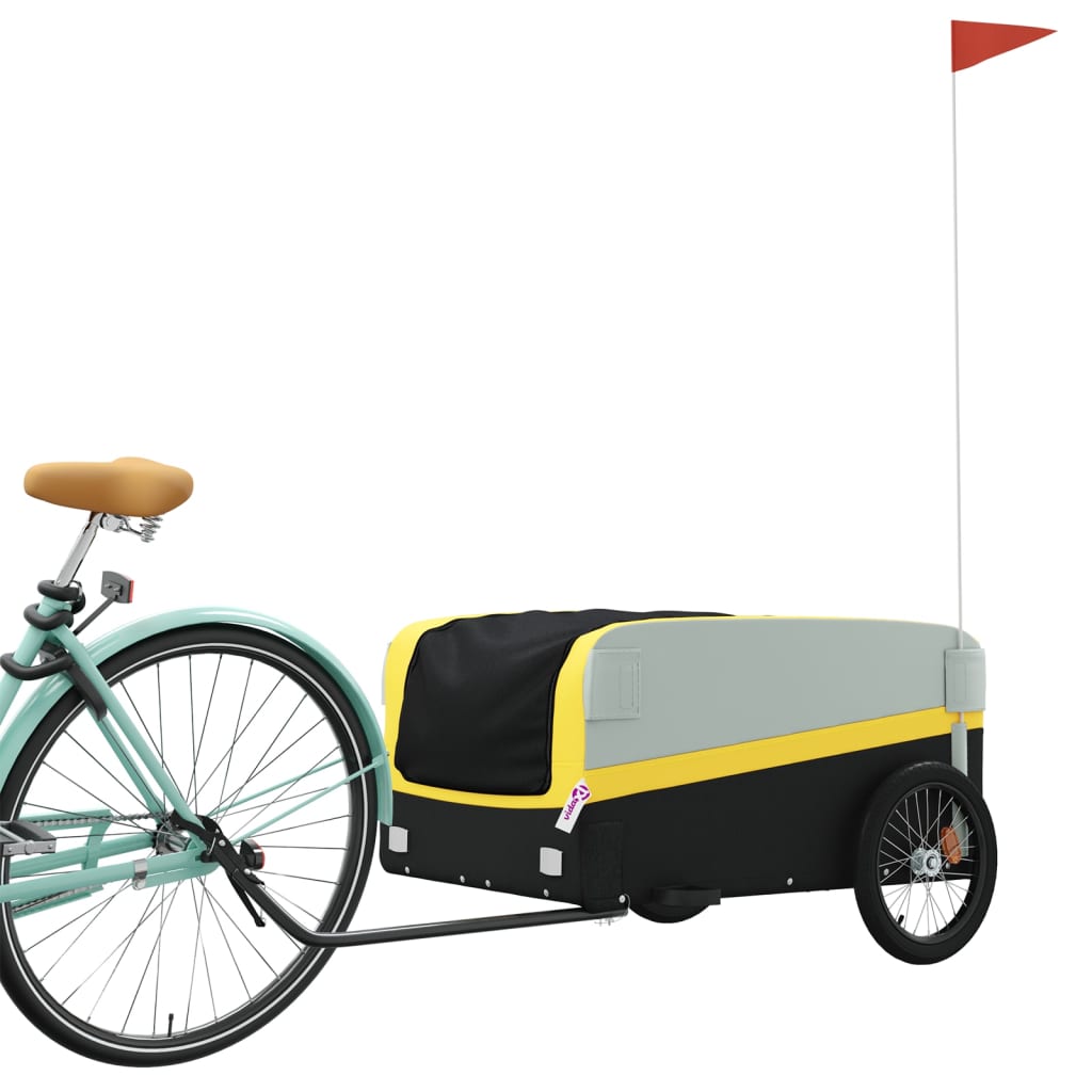 Vidaxl cykeltrailer 45 kg jern sort og gul