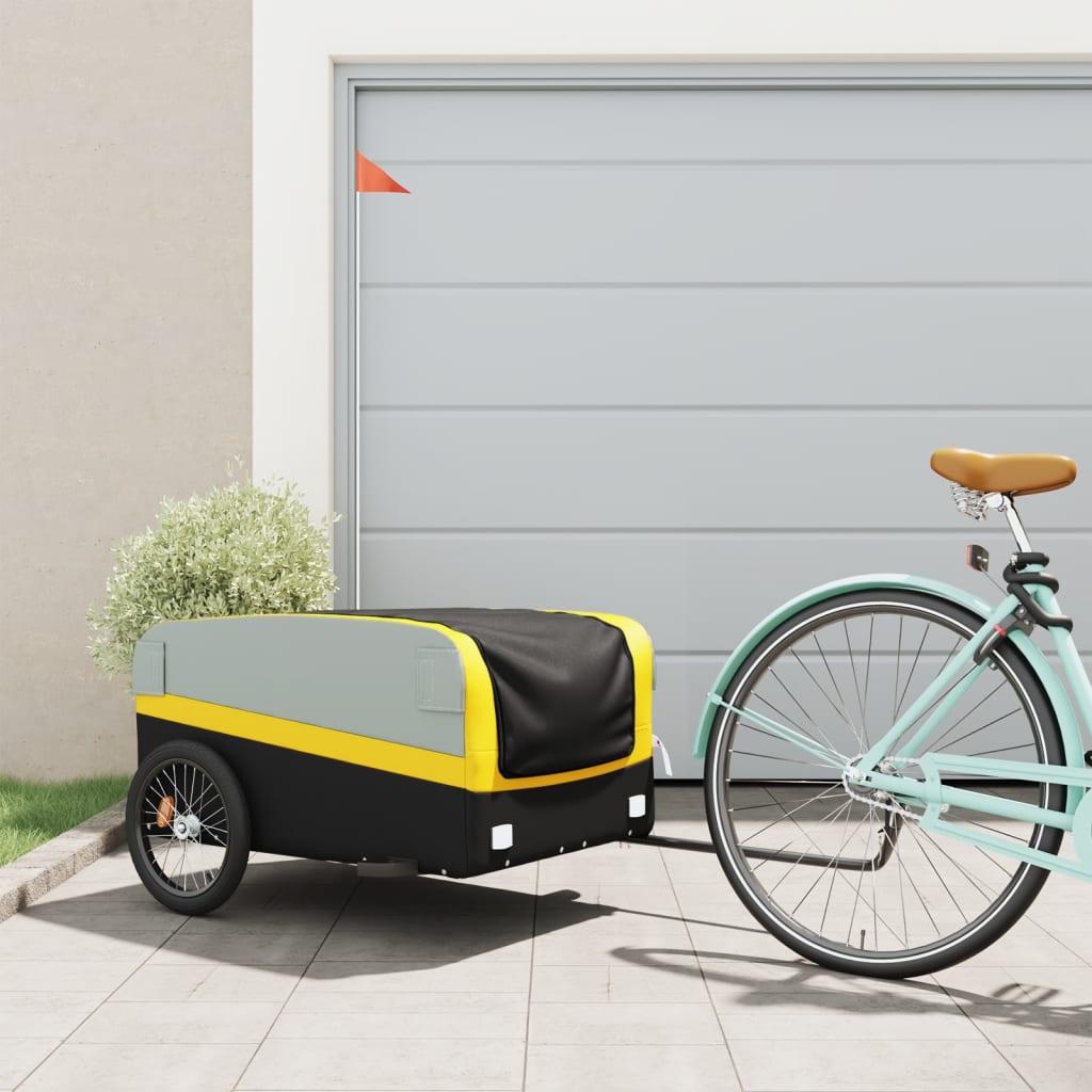 Vidaxl Bicycle Trailer 45 kg železa černá a žlutá