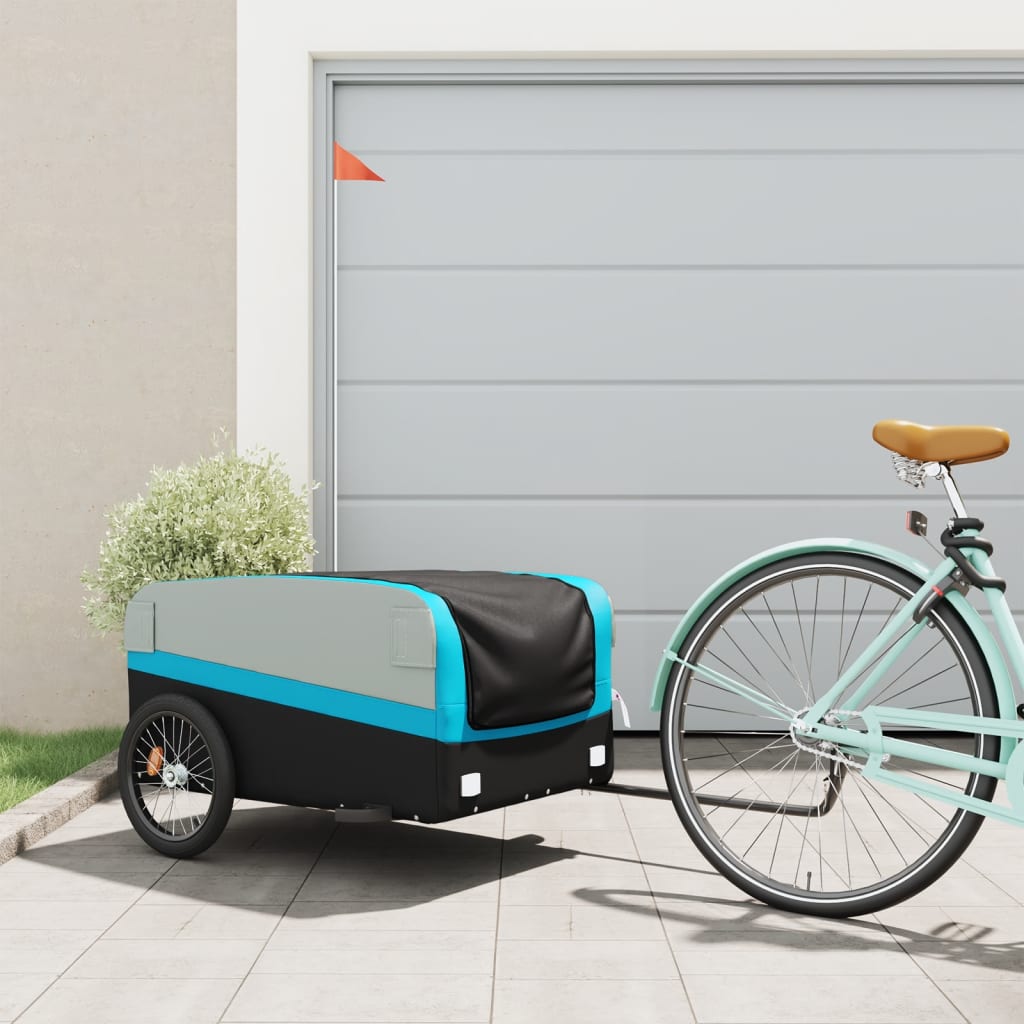 Vidaxl bicycle trailer 45 kg iron black and blue