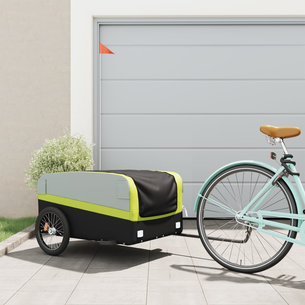 TRAILER VIDAXL BICYCLE 45 kg di ferro nero e verde