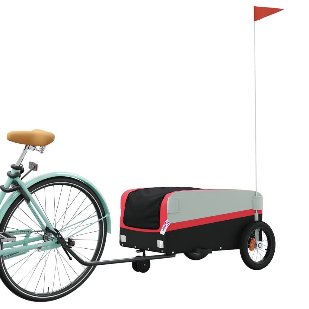 Vidaxl bicycle trailer 30 kg iron black and red