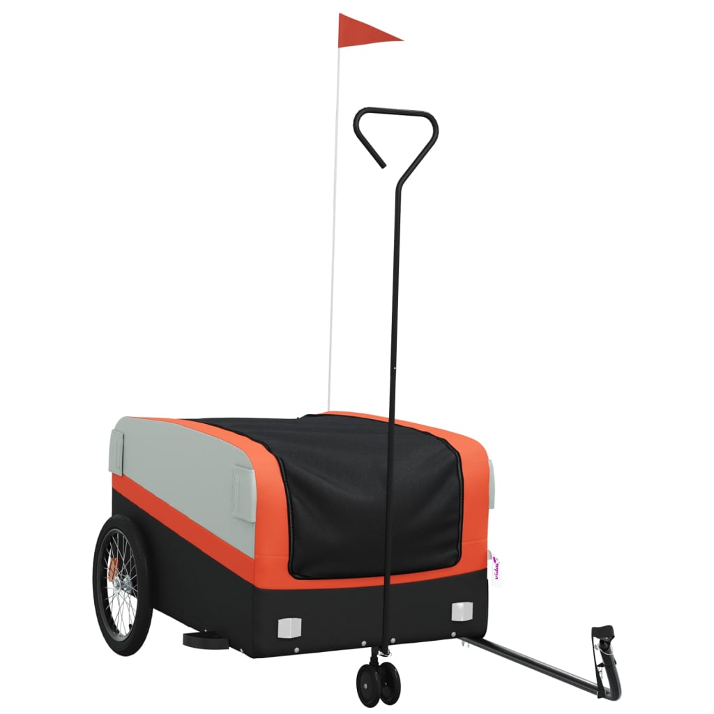 Vidaxl Bicycle Trailer 45 kg de fer noir et orange