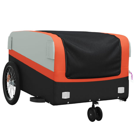 Vidaxl fietstrailer 45 kg ijzer zwart en oranje