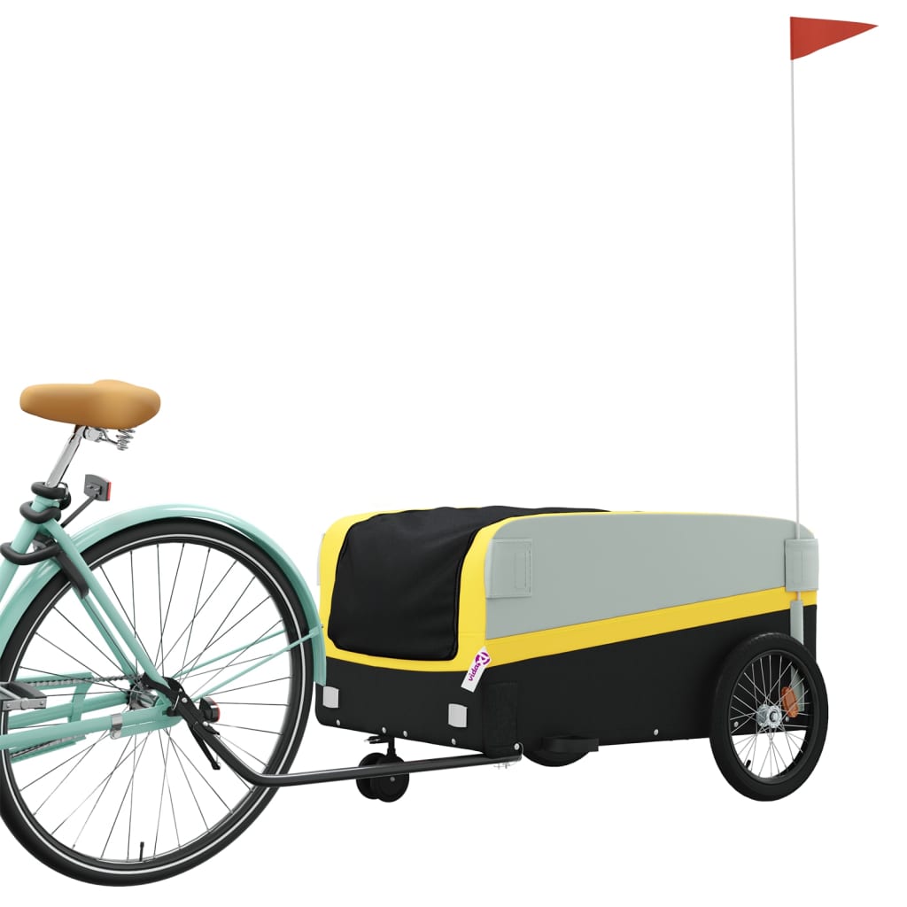 Trailer Vidaxl Bicycle 45 kg di ferro nero e giallo