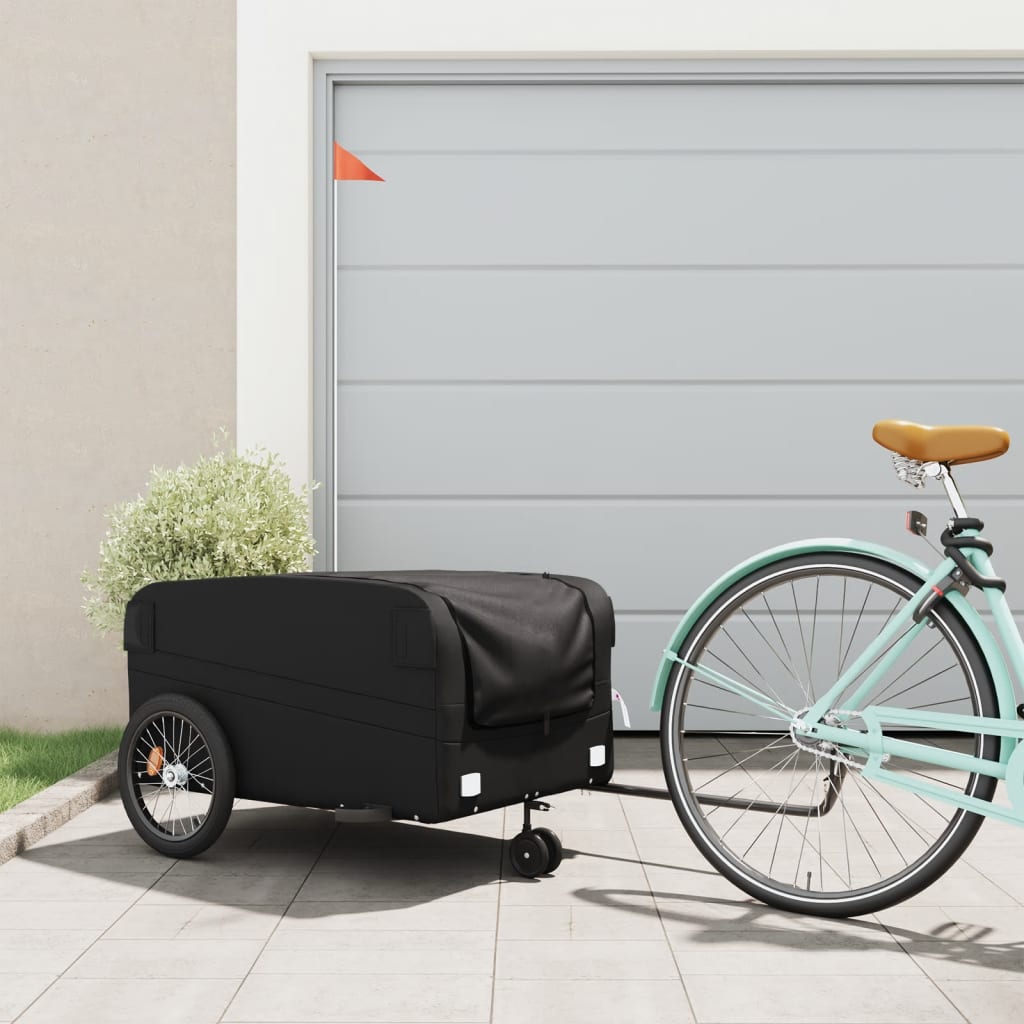 Vidaxl Bicycle Trailer 45 kg de fer noir