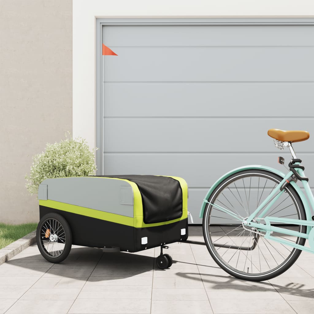 Vidaxl Bicycle Trailer 45 kg Iron Black and Green