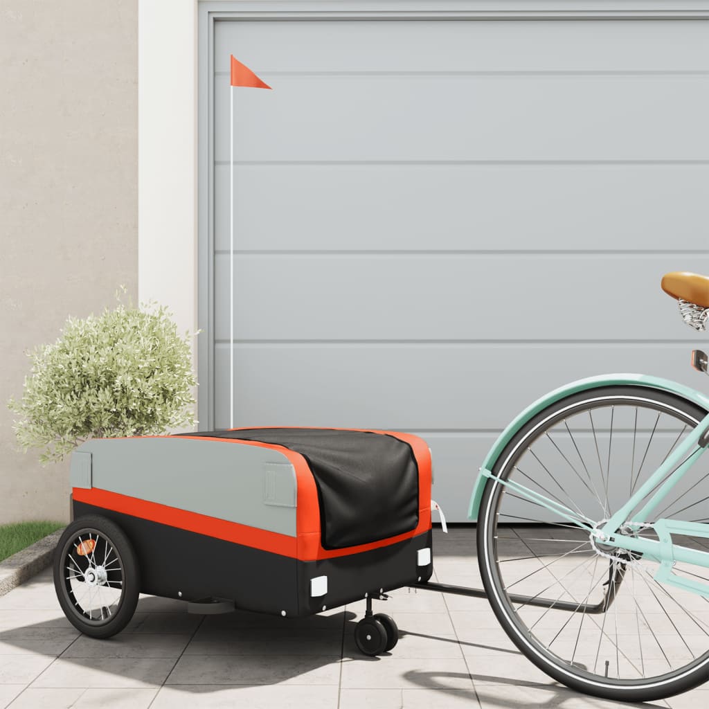 Vidaxl cykeltrailer 45 kg jern sort og orange