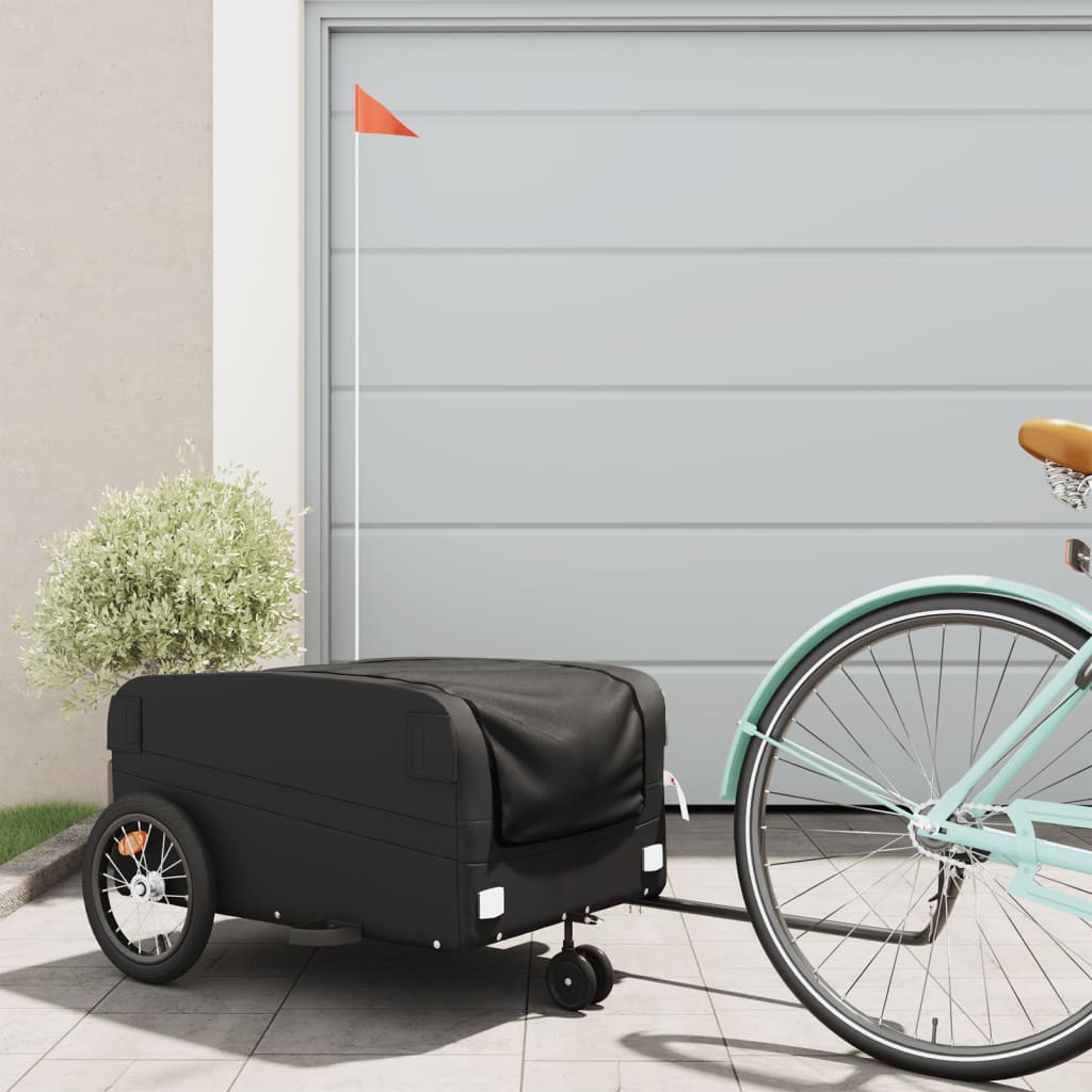 Vidaxl Bicycle Trailer 45 kg de fer noir