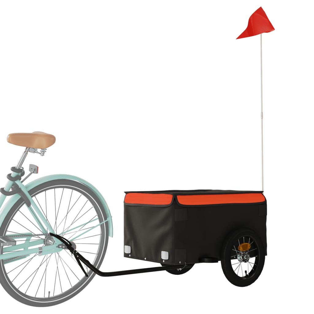 Vidaxl Bicycle Trailer 30 kg de fer noir et orange