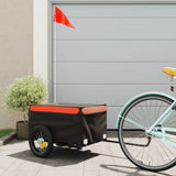 Vidaxl fietstrailer 30 kg ijzer zwart en oranje