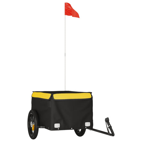 Vidaxl fietstrailer 30 kg ijzer zwart en geel