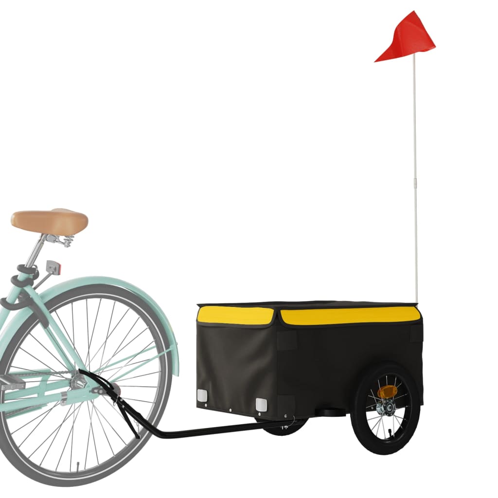 Vidaxl fietstrailer 30 kg ijzer zwart en geel