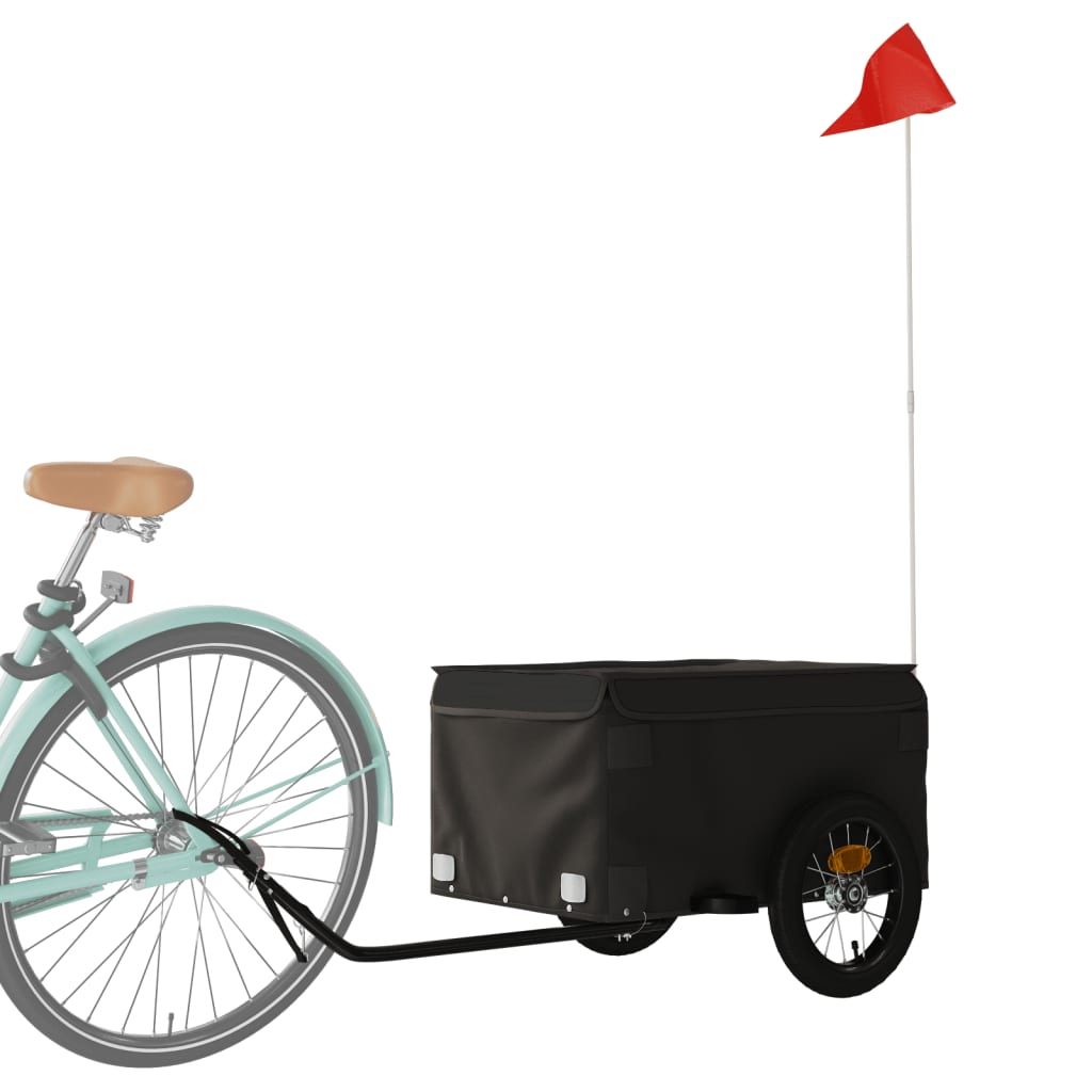 Vidaxl Bicycle Trailer 30 kg de fer noir