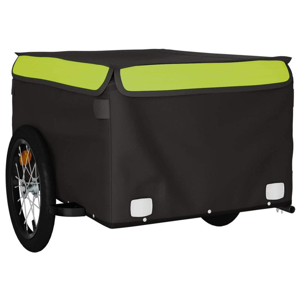 Vidaxl fietstrailer 45 kg ijzer zwart en groen