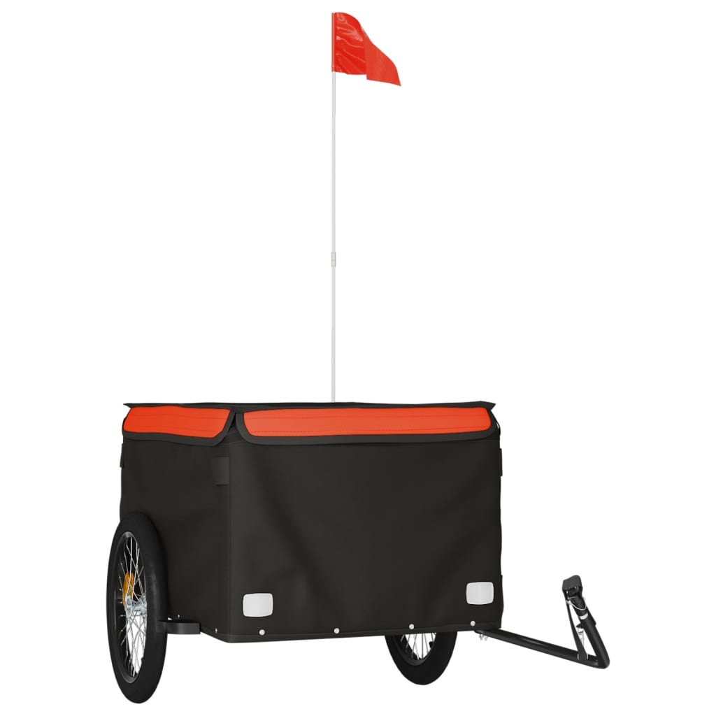 Vidaxl fietstrailer 45 kg ijzer zwart en oranje