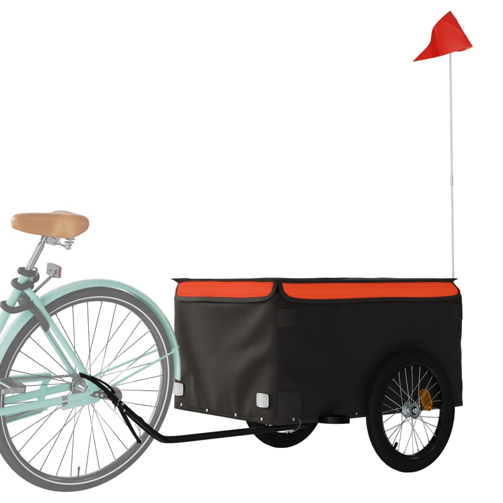 Vidaxl cykeltrailer 45 kg jern sort og orange