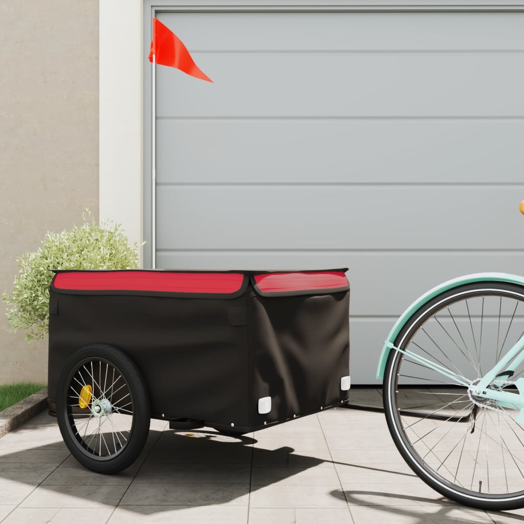 Vidaxl fietstrailer 45 kg ijzer zwart en rood