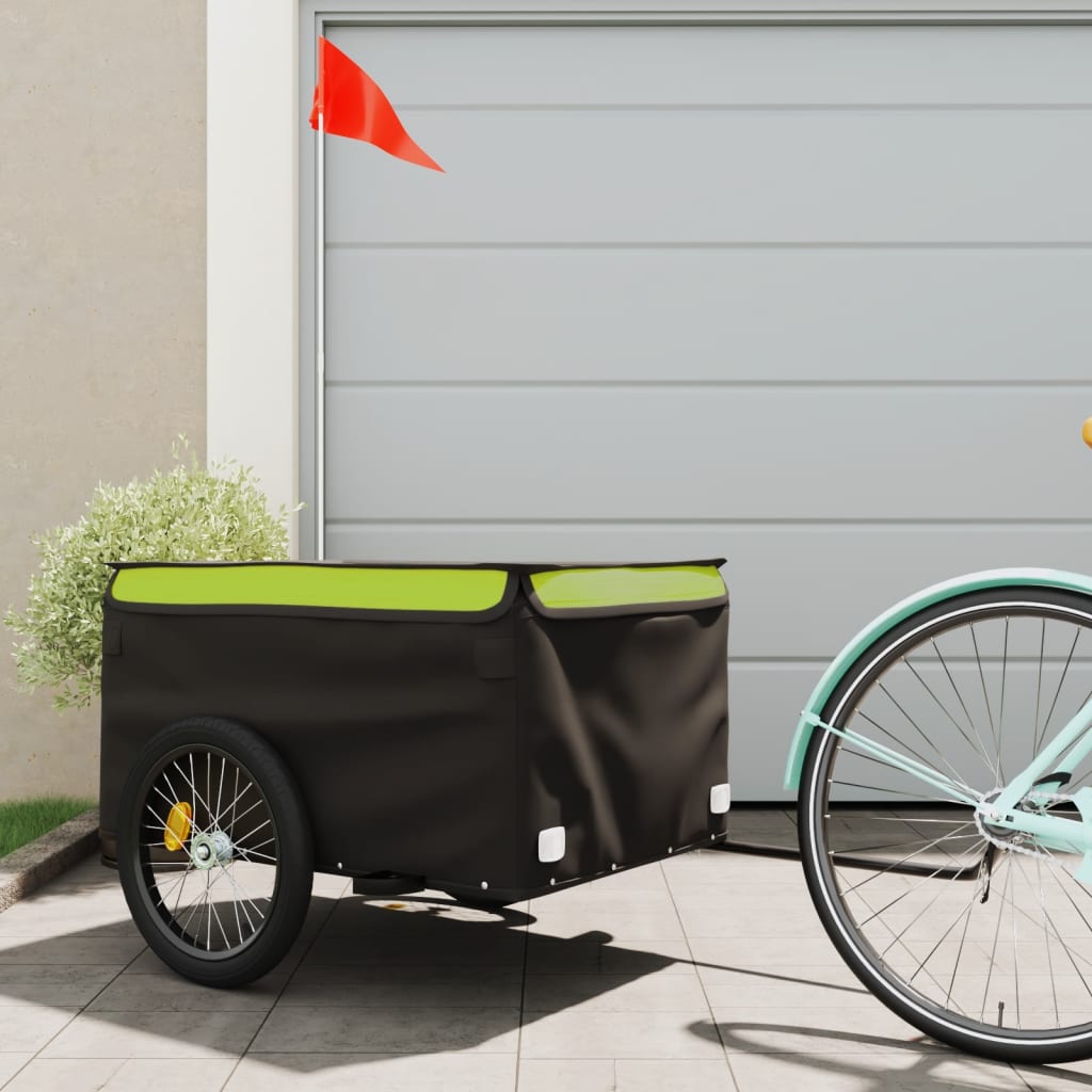 Vidaxl cykeltrailer 45 kg jern sort og grøn