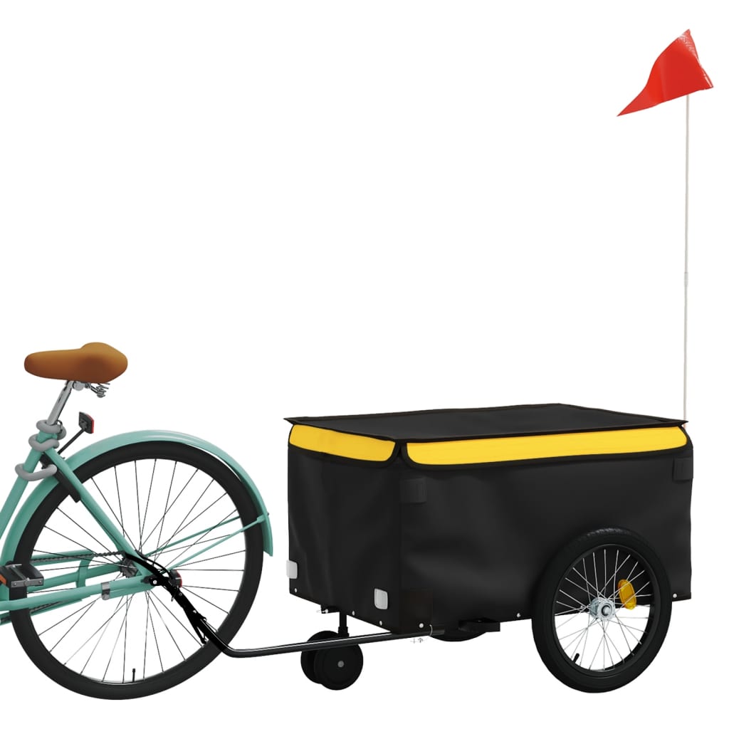 Vidaxl cykeltrailer 30 kg jern sort og gul