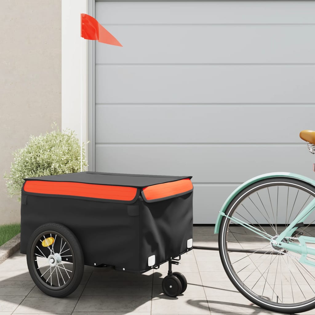 Vidaxl cykeltrailer 45 kg jern sort og orange