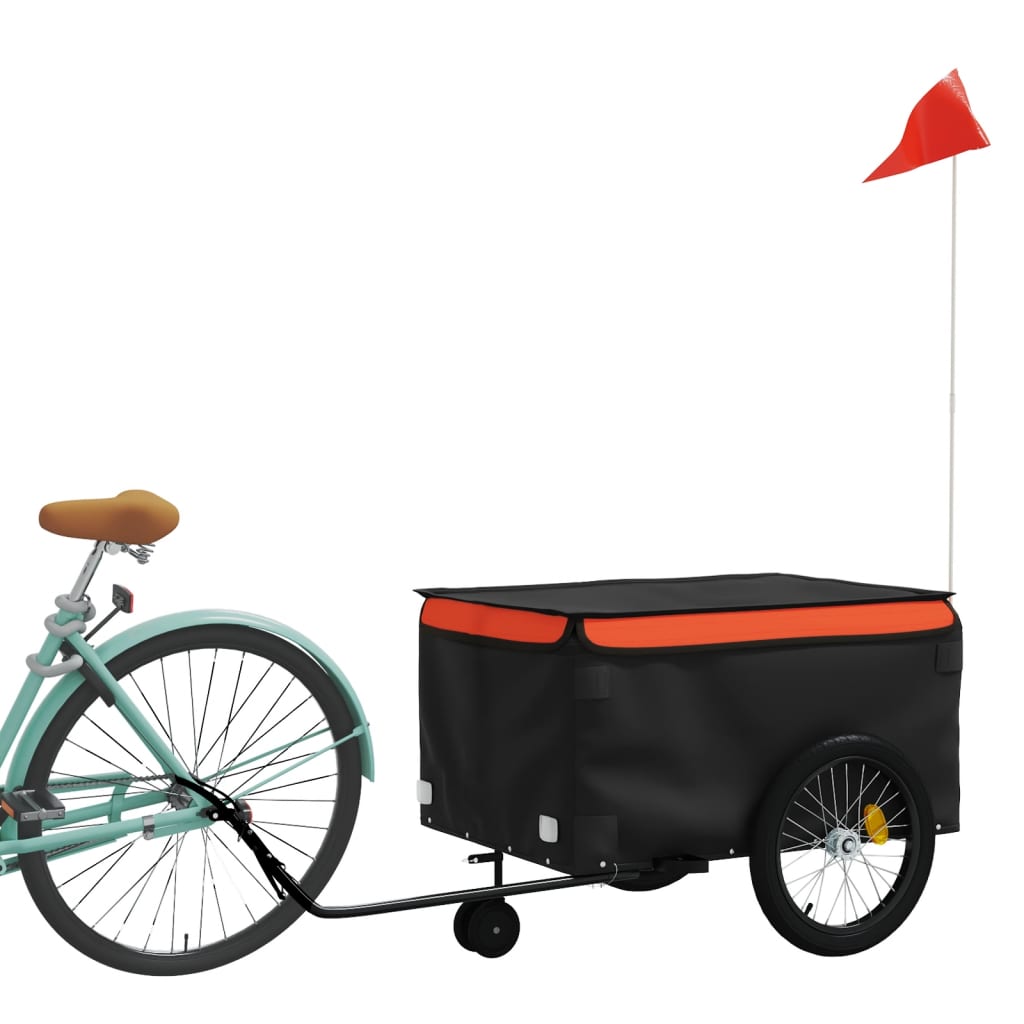 Vidaxl cykeltrailer 45 kg jern sort og orange