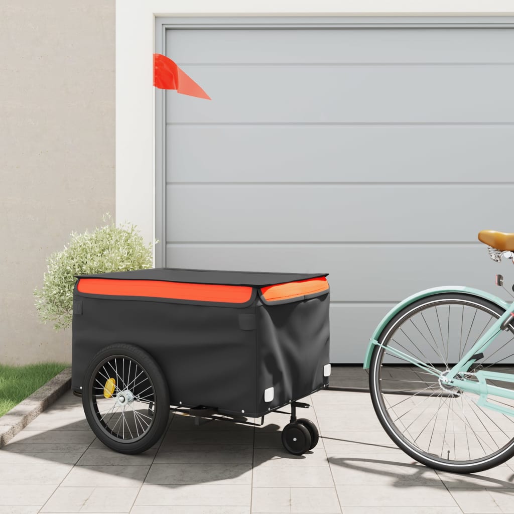 Vidaxl cykeltrailer 45 kg jern sort og orange