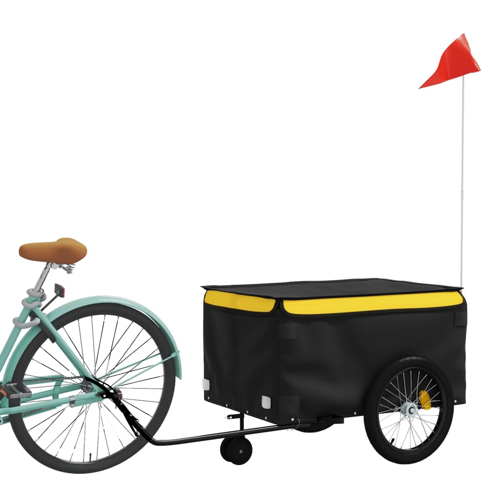 Vidaxl cykeltrailer 45 kg jern sort og gul