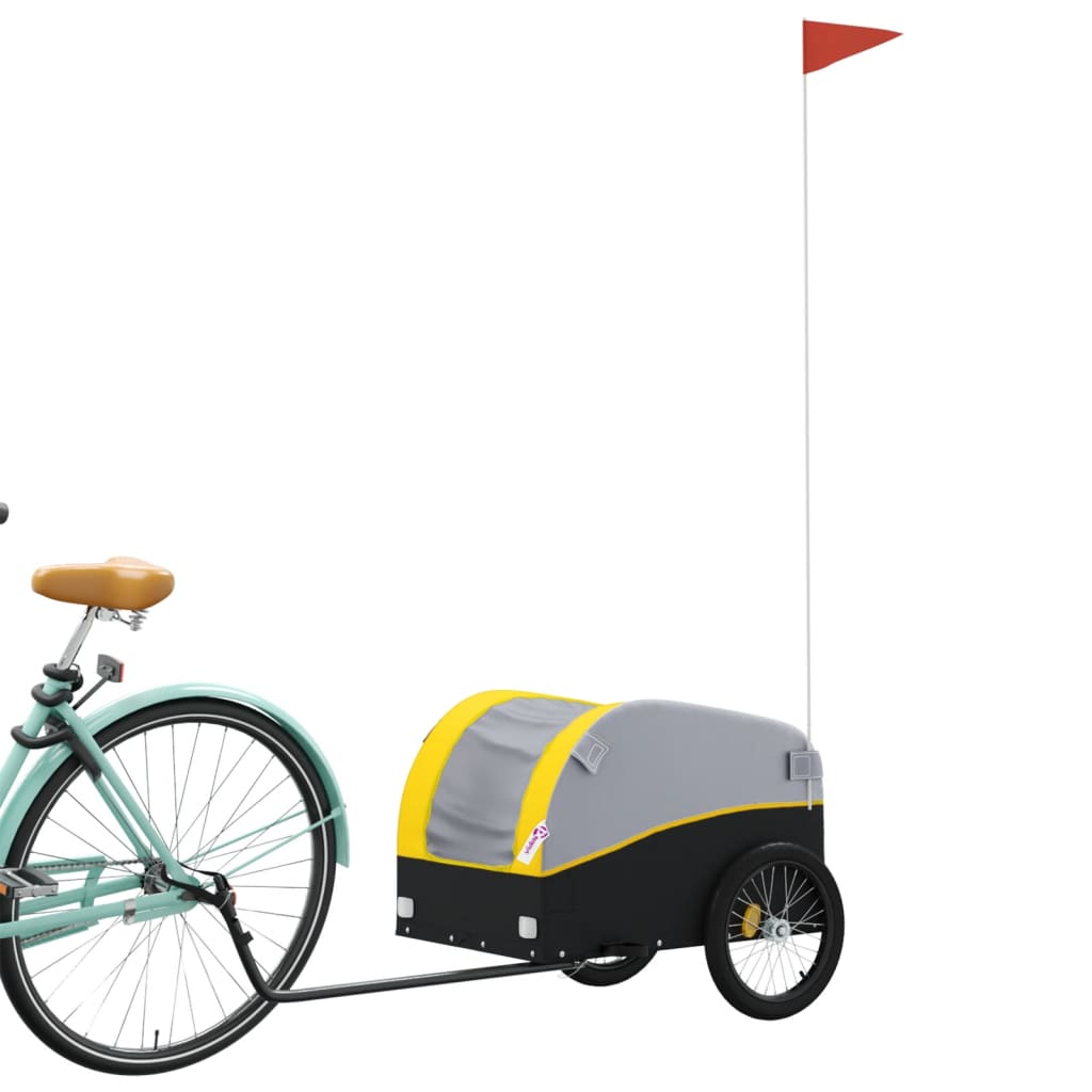 Vidaxl Bicycle Trailer 30 kg di ferro nero e giallo