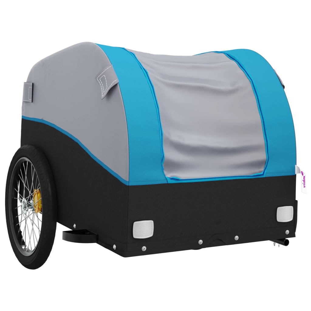 Vidaxl fietstrailer 30 kg ijzer zwart en blauw