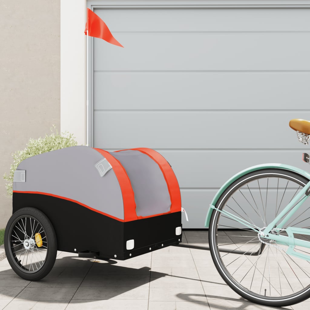 Vidaxl Bicycle Trailer 45 kg de fer noir et orange