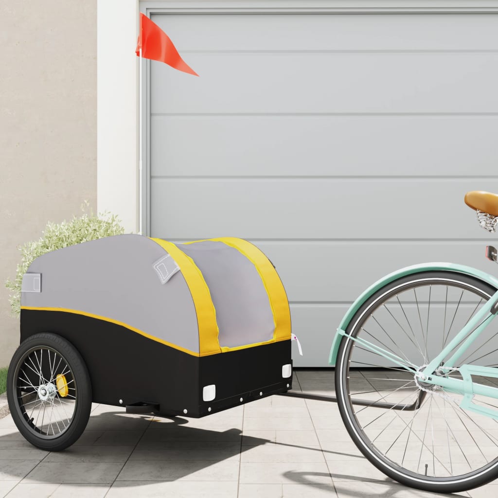 Vidaxl Bicycle Trailer 45 kg de fer noir et jaune