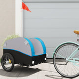 Vidaxl fietstrailer 45 kg ijzer zwart en blauw