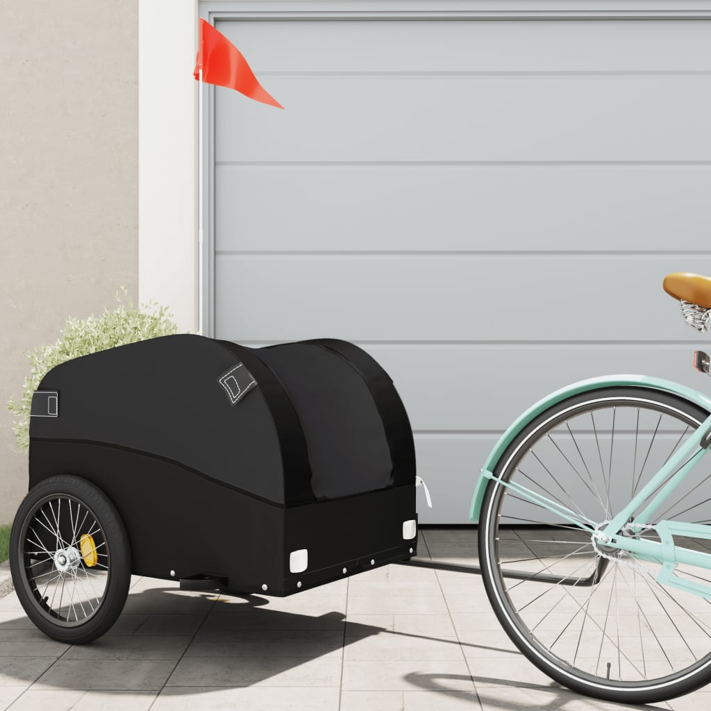 Vidaxl Bicycle Trailer 45 kg de fer noir