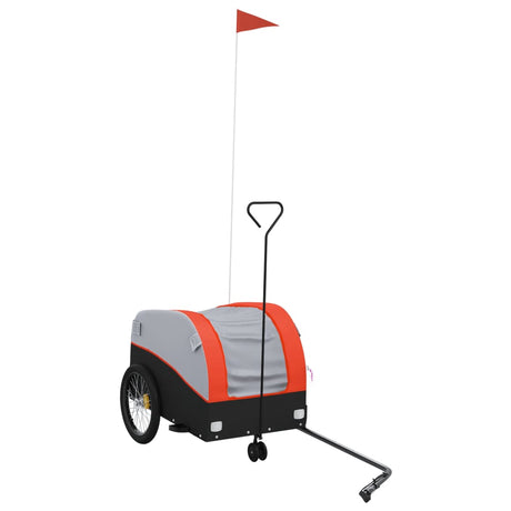Vidaxl fietstrailer 30 kg ijzer zwart en oranje
