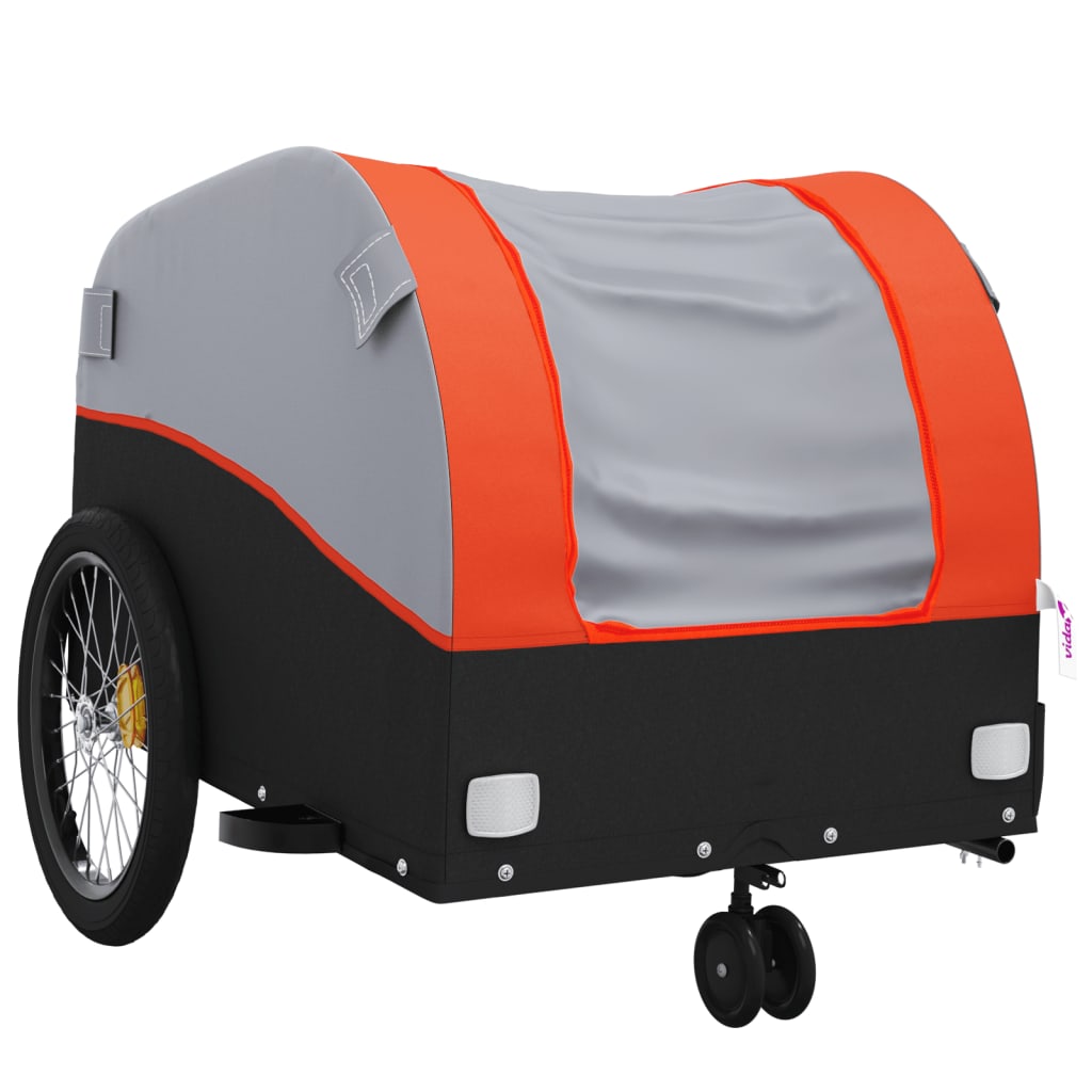 Vidaxl fietstrailer 30 kg ijzer zwart en oranje
