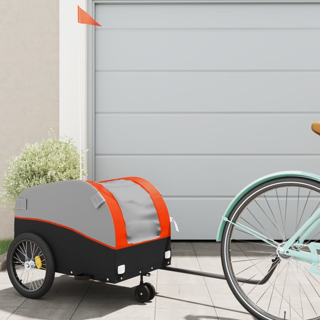 Vidaxl Bicycle Trailer 30 kg Iron Black and Orange