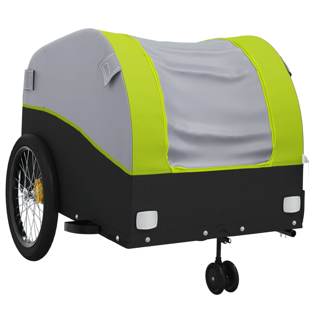 Vidaxl fietstrailer 45 kg ijzer zwart en groen