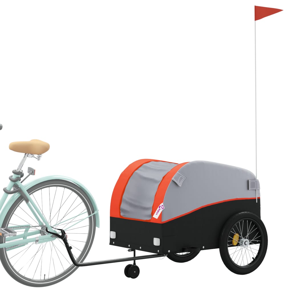 Vidaxl cykeltrailer 45 kg jern sort og orange