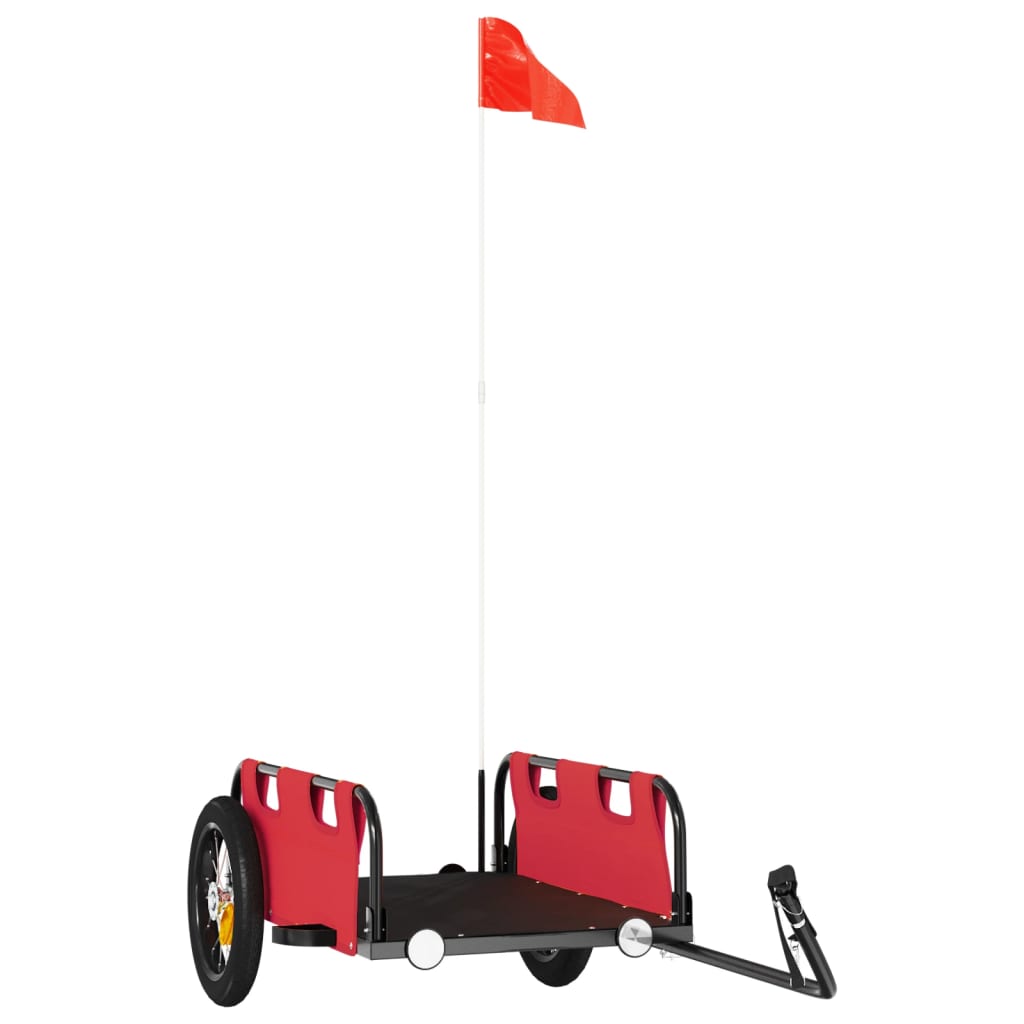 Vidaxl Bicycle Trailer tissu oxford et rouge en fer