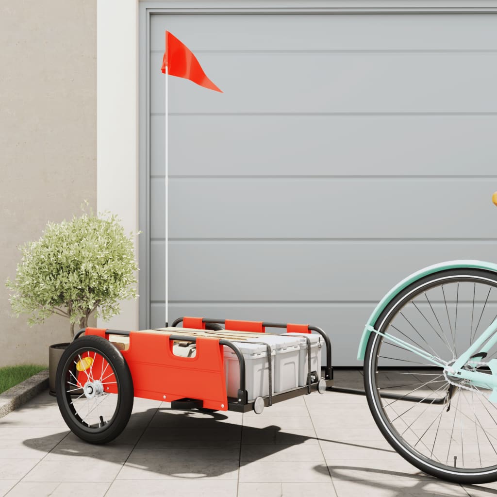 Vidaxl Bicycle Trailer Oxford Fabric and Iron Orange