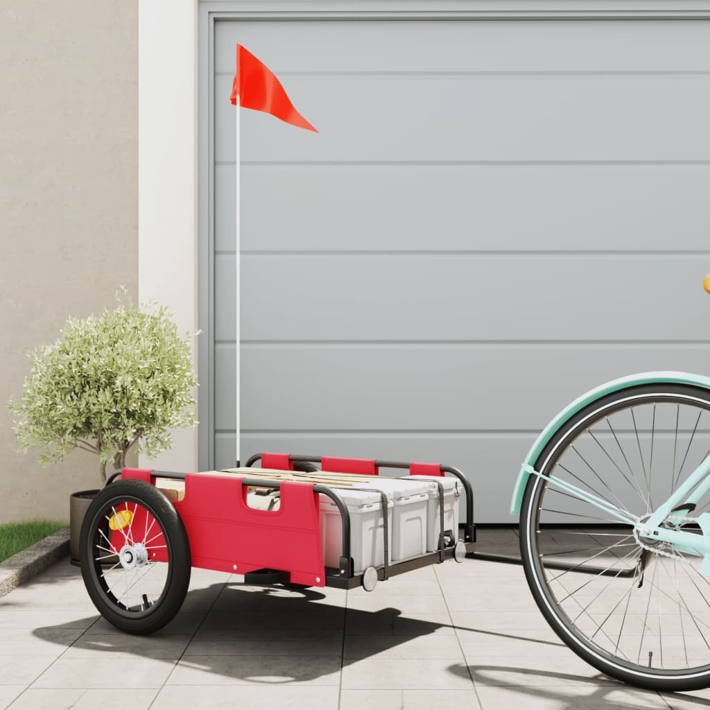 Vidaxl fietstrailer oxford stof en ijzer rood