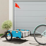 Vidaxl Bicycle Trailer Tessuto Oxford e blu di ferro