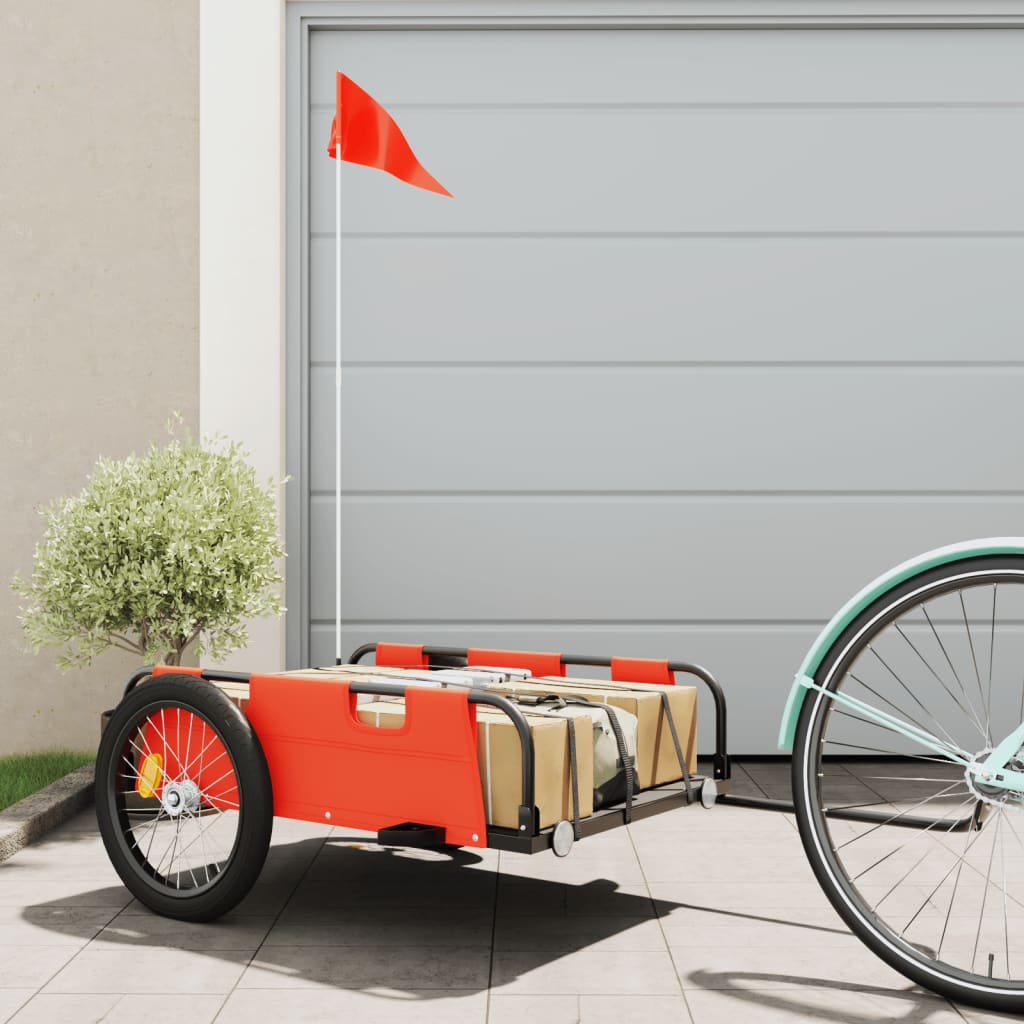 Vidaxl Bicycle Trailer Oxford Fabric and Iron Orange