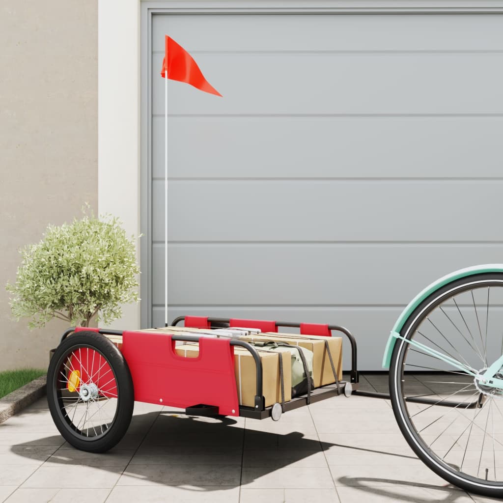 Vidaxl bicycle trailer Oxford fabric and iron red